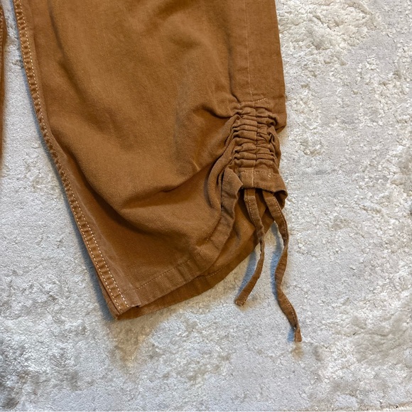 Zara Women’s Brown High Waisted Wide-Leg Cropped Pants W/Drawstring Hem Size 2 - Picture 7 of 13